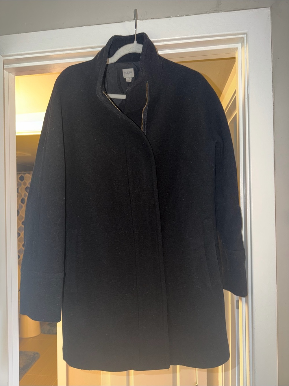 J. Crew Black Wool-Blend Pea Coat